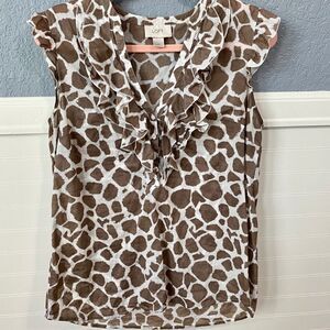 Loft White & Brown Leopard Print Blouse